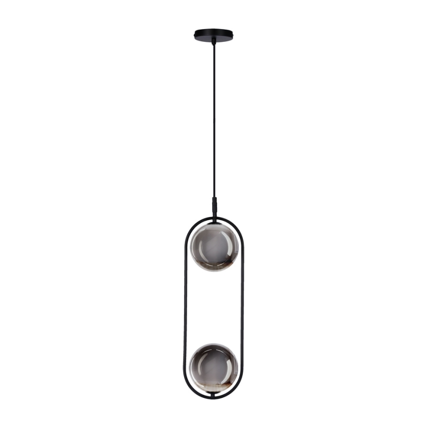 Κρεμαστό φωτιστικό οροφής CORDEL 2xG9/28W/230V μαύρο/φιμέ μαύρο