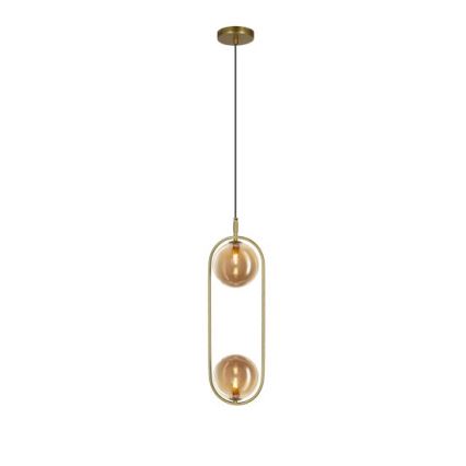 Κρεμαστό φωτιστικό οροφής CORDEL 2xG9/28W/230V ορείχαλκος/φιμέ μπεζ