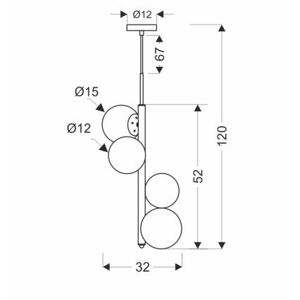 Κρεμαστό φωτιστικό οροφής CORDEL 4xG9/20W/230V χρυσαφί