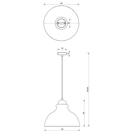 Κρεμαστό φωτιστικό οροφής CORIN 1xE27/60W/230V μαύρο