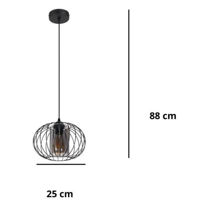 Κρεμαστό φωτιστικό οροφής  CORRINI 1xE27/60W/230V διάμετρος 25 cm μαύρο/γκρι