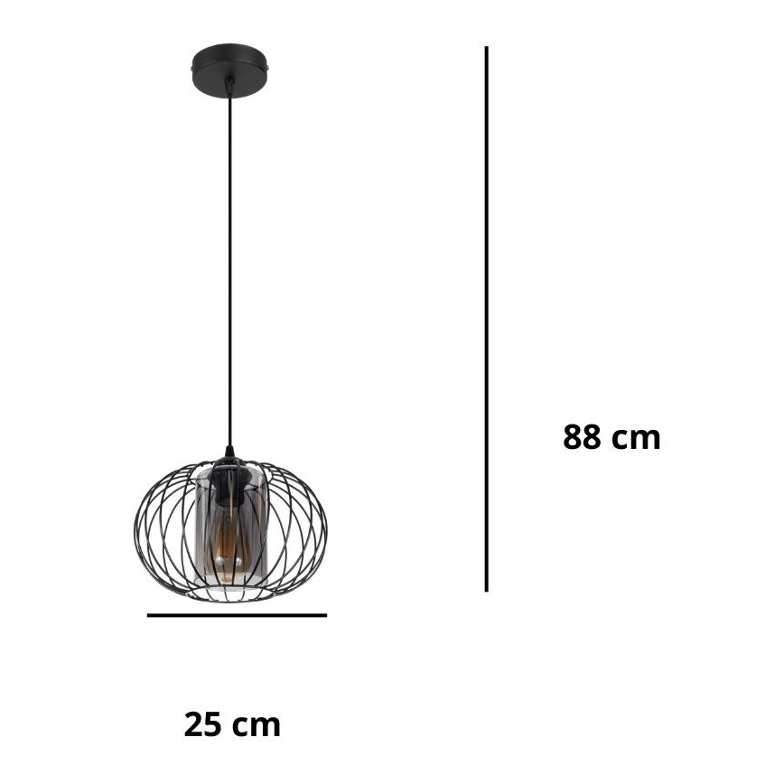 Κρεμαστό φωτιστικό οροφής  CORRINI 1xE27/60W/230V διάμετρος 25 cm μαύρο/γκρι