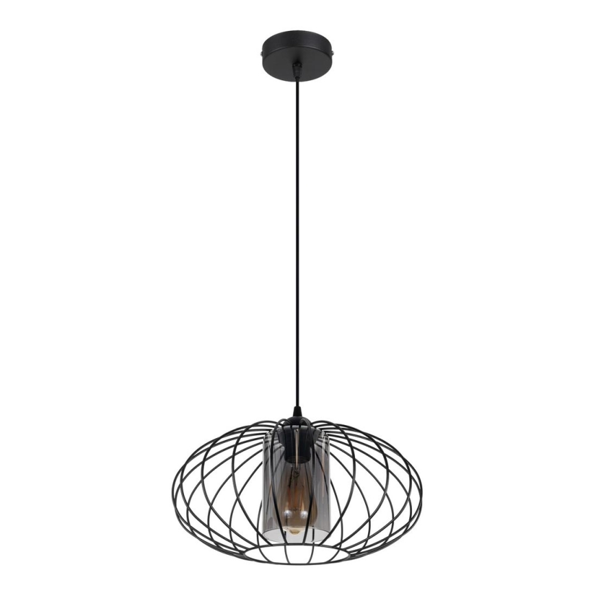 Κρεμαστό φωτιστικό οροφής CORRINI 1xE27/60W/230V διάμετρος 34 cm μαύρο/γκρι