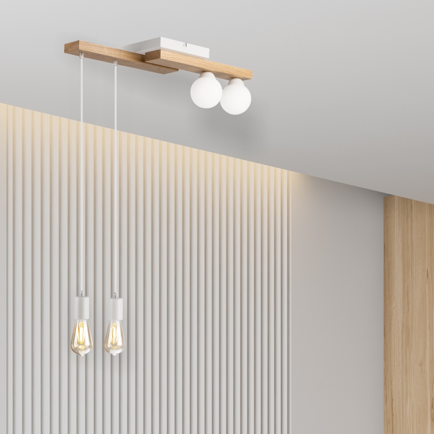 Κρεμαστό φωτιστικό οροφής  CORTINA 2xE27/15W/230V + 2xG9/5W/230V λευκό/δρυς