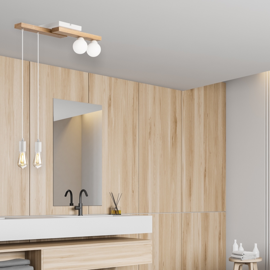 Κρεμαστό φωτιστικό οροφής  CORTINA 2xE27/15W/230V + 2xG9/5W/230V λευκό/δρυς