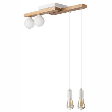 Κρεμαστό φωτιστικό οροφής  CORTINA 2xE27/15W/230V + 2xG9/5W/230V λευκό/δρυς