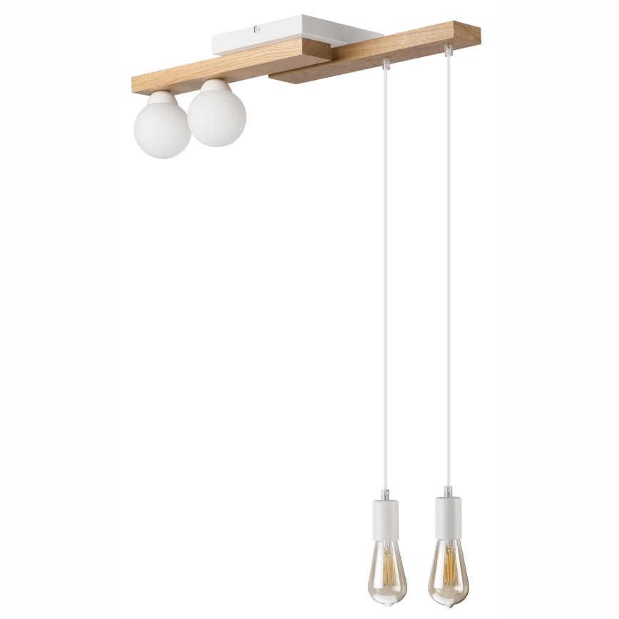 Κρεμαστό φωτιστικό οροφής  CORTINA 2xE27/15W/230V + 2xG9/5W/230V λευκό/δρυς