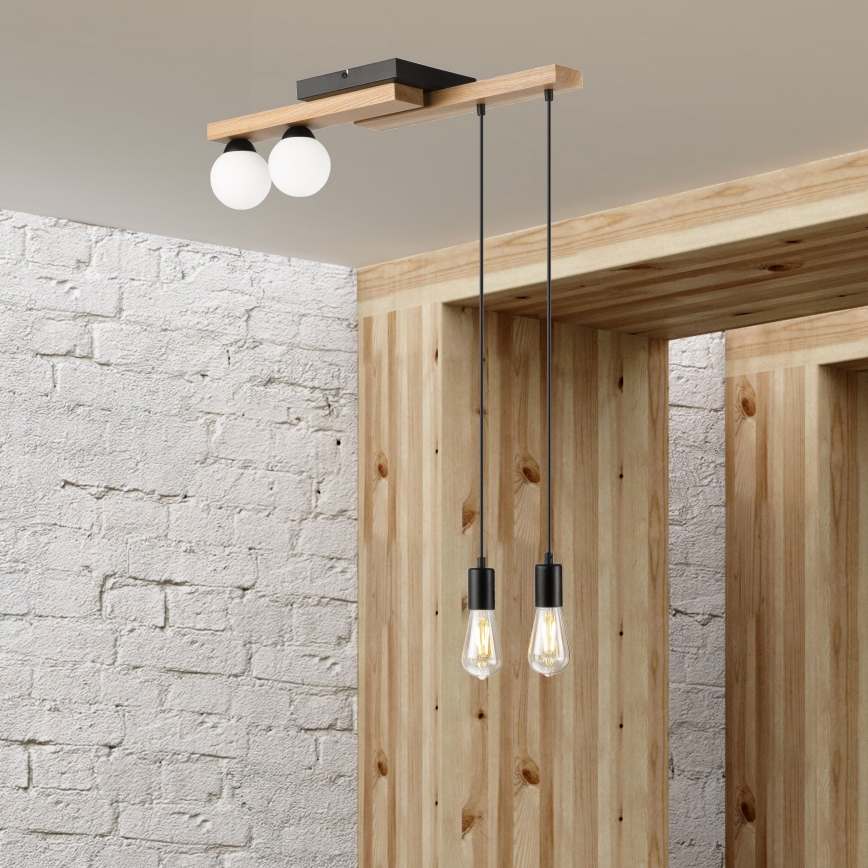 Κρεμαστό φωτιστικό οροφής  CORTINA 2xE27/15W/230V + 2xG9/5W/230V μαύρο/δρυς