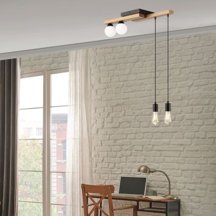 Κρεμαστό φωτιστικό οροφής  CORTINA 2xE27/15W/230V + 2xG9/5W/230V μαύρο/δρυς