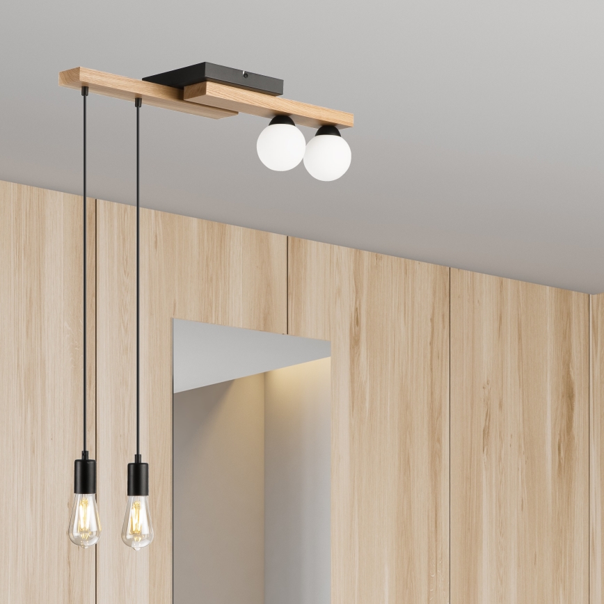Κρεμαστό φωτιστικό οροφής  CORTINA 2xE27/15W/230V + 2xG9/5W/230V μαύρο/δρυς