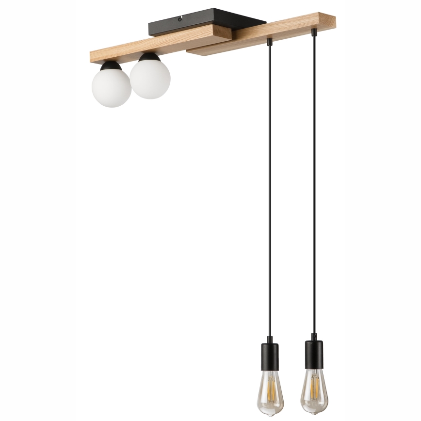 Κρεμαστό φωτιστικό οροφής  CORTINA 2xE27/15W/230V + 2xG9/5W/230V μαύρο/δρυς