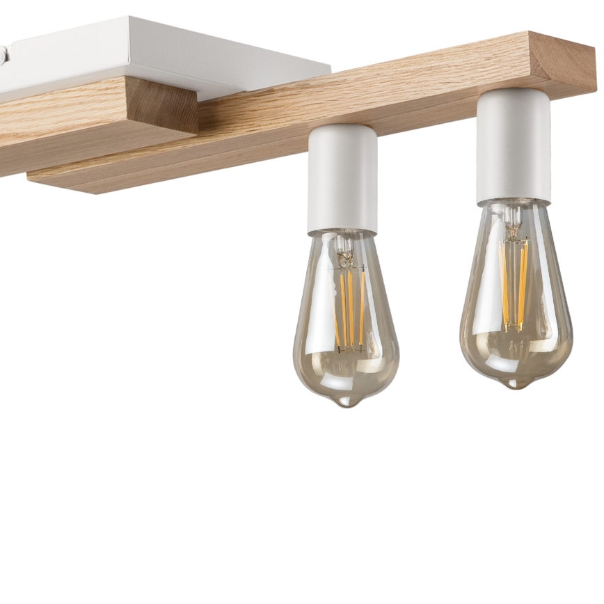 Κρεμαστό φωτιστικό οροφής  CORTINA 4xE27/15W/230V λευκό/δρυς