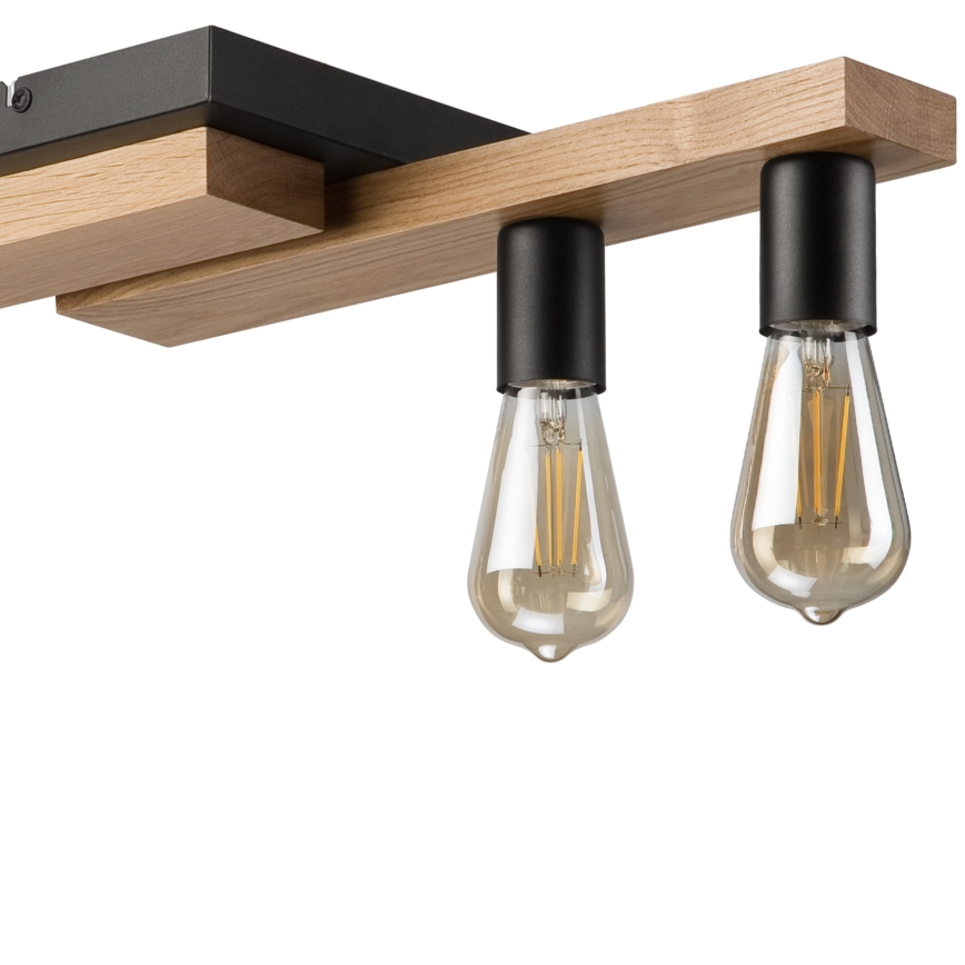Κρεμαστό φωτιστικό οροφής  CORTINA 4xE27/15W/230V μαύρο/δρυς