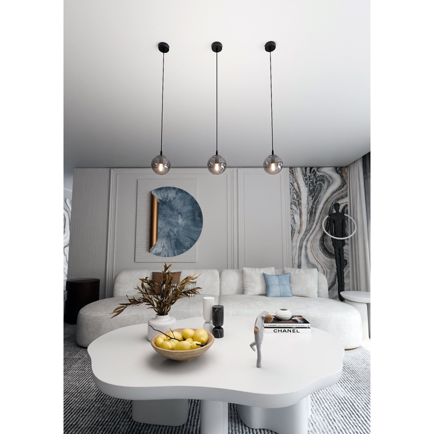 Κρεμαστό φωτιστικό οροφής COSMO 1xE14/10W/230V διάμετρος 14 cm μαύρο/γκρι