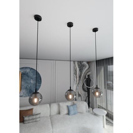 Κρεμαστό φωτιστικό οροφής COSMO 1xE14/10W/230V διάμετρος 14 cm μαύρο/γκρι