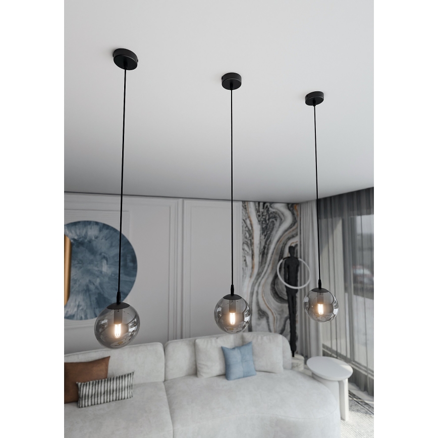 Κρεμαστό φωτιστικό οροφής COSMO 1xE14/10W/230V διάμετρος 14 cm μαύρο/γκρι