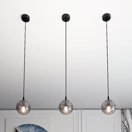 Κρεμαστό φωτιστικό οροφής COSMO 1xE14/10W/230V διάμετρος 14 cm μαύρο/γκρι