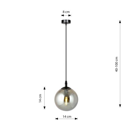 Κρεμαστό φωτιστικό οροφής COSMO 1xE14/10W/230V διάμετρος 14 cm μαύρο/γκρι