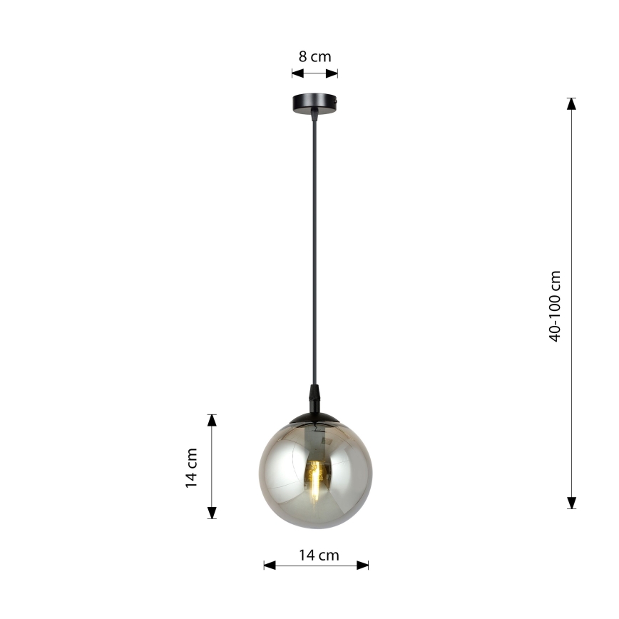 Κρεμαστό φωτιστικό οροφής COSMO 1xE14/10W/230V διάμετρος 14 cm μαύρο/γκρι