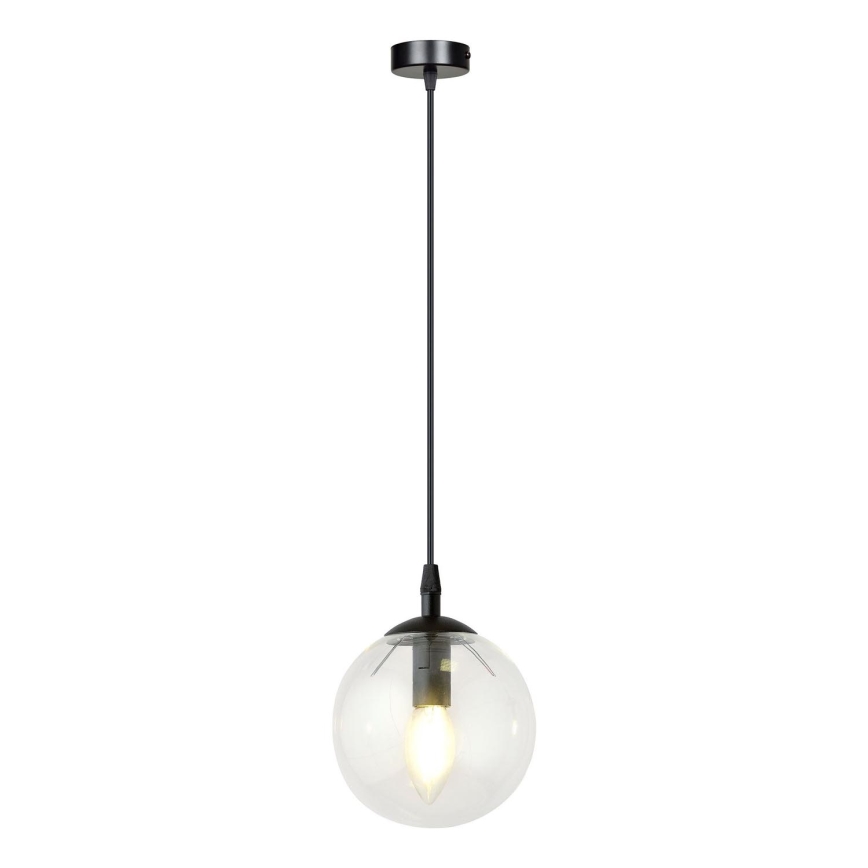 Κρεμαστό φωτιστικό οροφής COSMO 1xE14/10W/230V διάμετρος 14 cm μαύρο/διαφανή