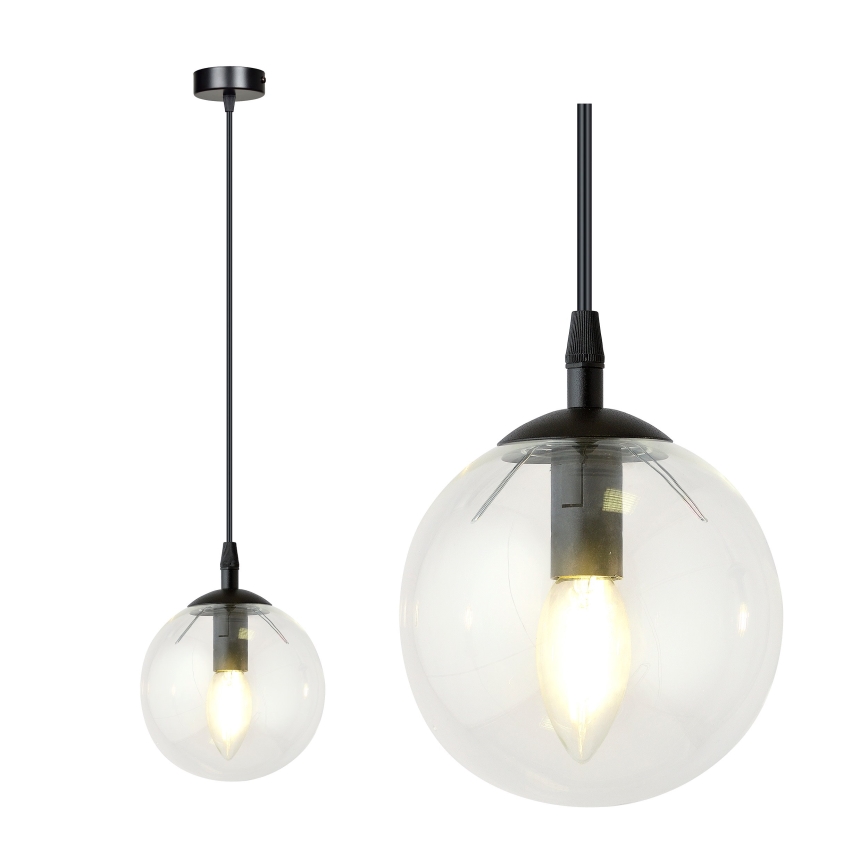 Κρεμαστό φωτιστικό οροφής COSMO 1xE14/10W/230V διάμετρος 14 cm μαύρο/διαφανή