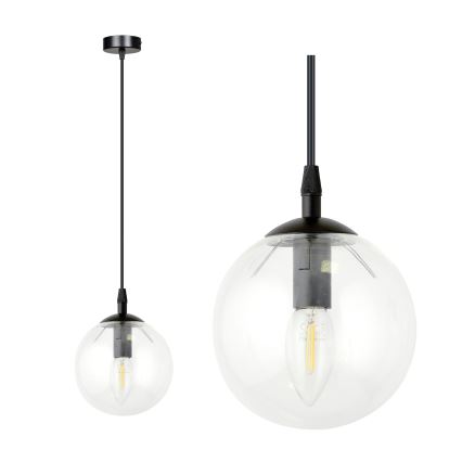 Κρεμαστό φωτιστικό οροφής COSMO 1xE14/10W/230V διάμετρος 14 cm μαύρο/διαφανή