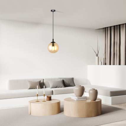 Κρεμαστό φωτιστικό οροφής COSMO 1xE14/10W/230V διάμετρος 14 cm μαύρο/μπεζ