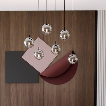 Κρεμαστό φωτιστικό οροφής COSMO 6xE14/10W/230V μαύρο/γκρι
