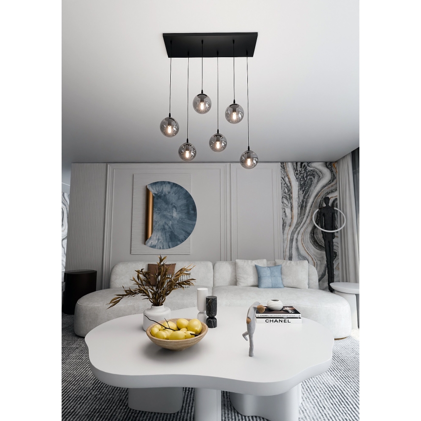 Κρεμαστό φωτιστικό οροφής COSMO 6xE14/10W/230V μαύρο/γκρι