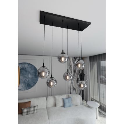 Κρεμαστό φωτιστικό οροφής COSMO 6xE14/10W/230V μαύρο/γκρι