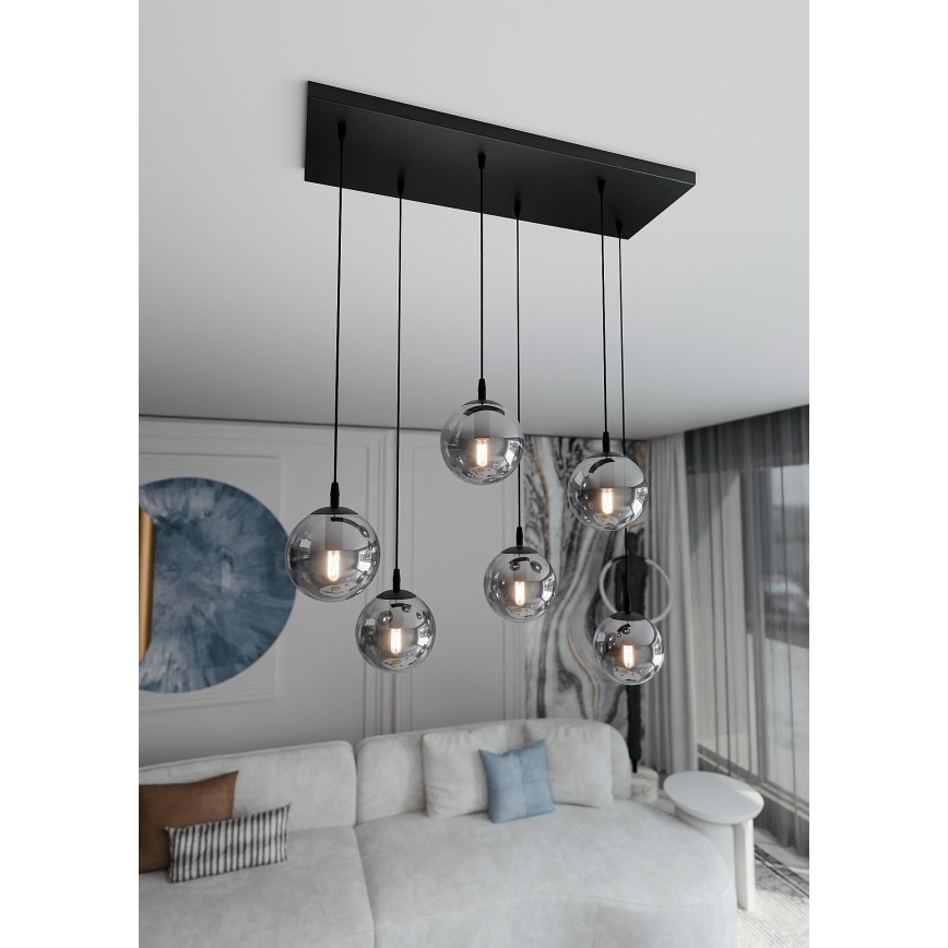 Κρεμαστό φωτιστικό οροφής COSMO 6xE14/10W/230V μαύρο/γκρι