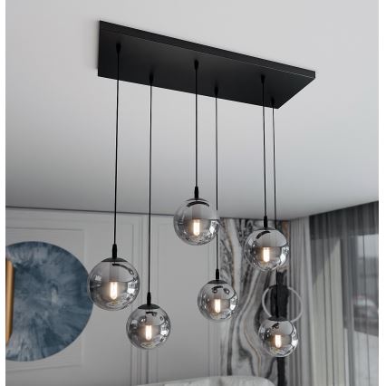 Κρεμαστό φωτιστικό οροφής COSMO 6xE14/10W/230V μαύρο/γκρι
