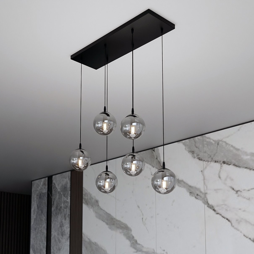 Κρεμαστό φωτιστικό οροφής COSMO 6xE14/10W/230V μαύρο/γκρι