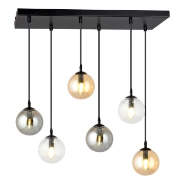 Κρεμαστό φωτιστικό οροφής COSMO 6xE14/10W/230V μαύρο/γκρι/μπεζ/διαφανή