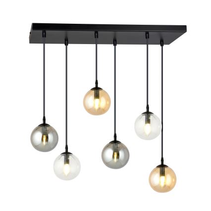 Κρεμαστό φωτιστικό οροφής COSMO 6xE14/10W/230V μαύρο/γκρι/μπεζ/διαφανή