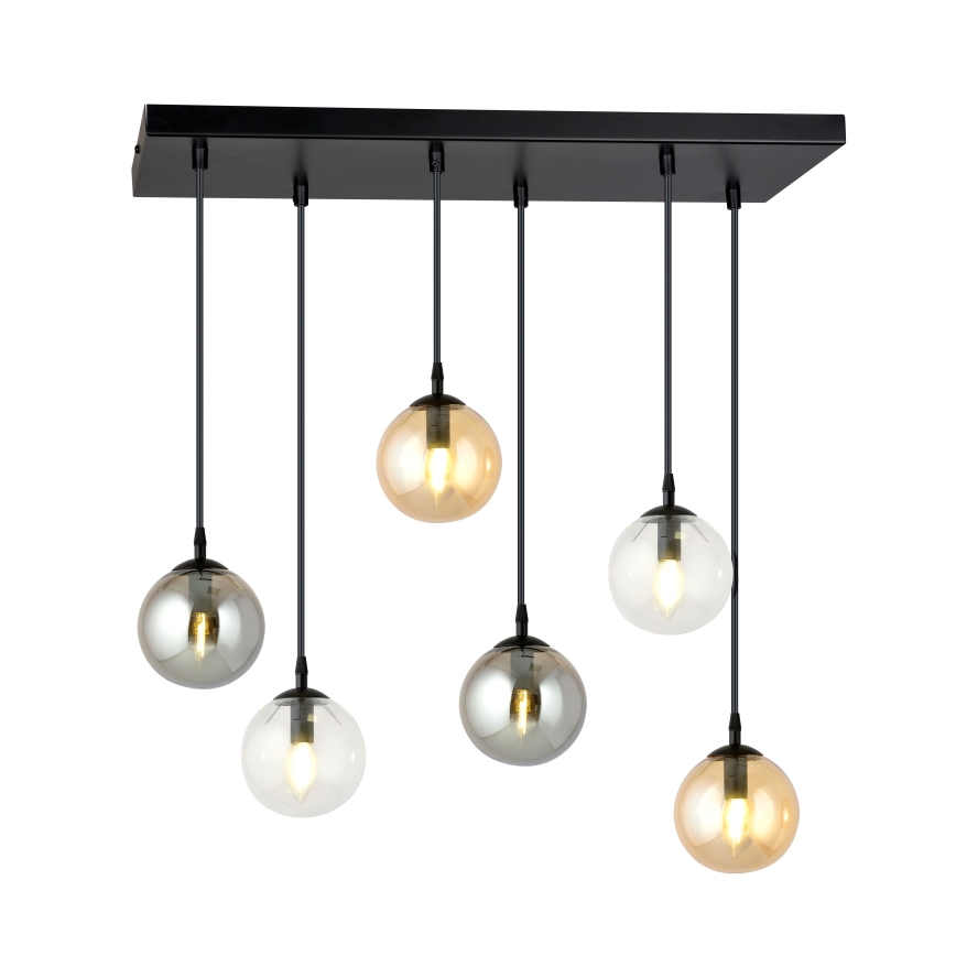 Κρεμαστό φωτιστικό οροφής COSMO 6xE14/10W/230V μαύρο/γκρι/μπεζ/διαφανή