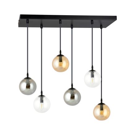 Κρεμαστό φωτιστικό οροφής COSMO 6xE14/10W/230V μαύρο/γκρι/μπεζ/διαφανή