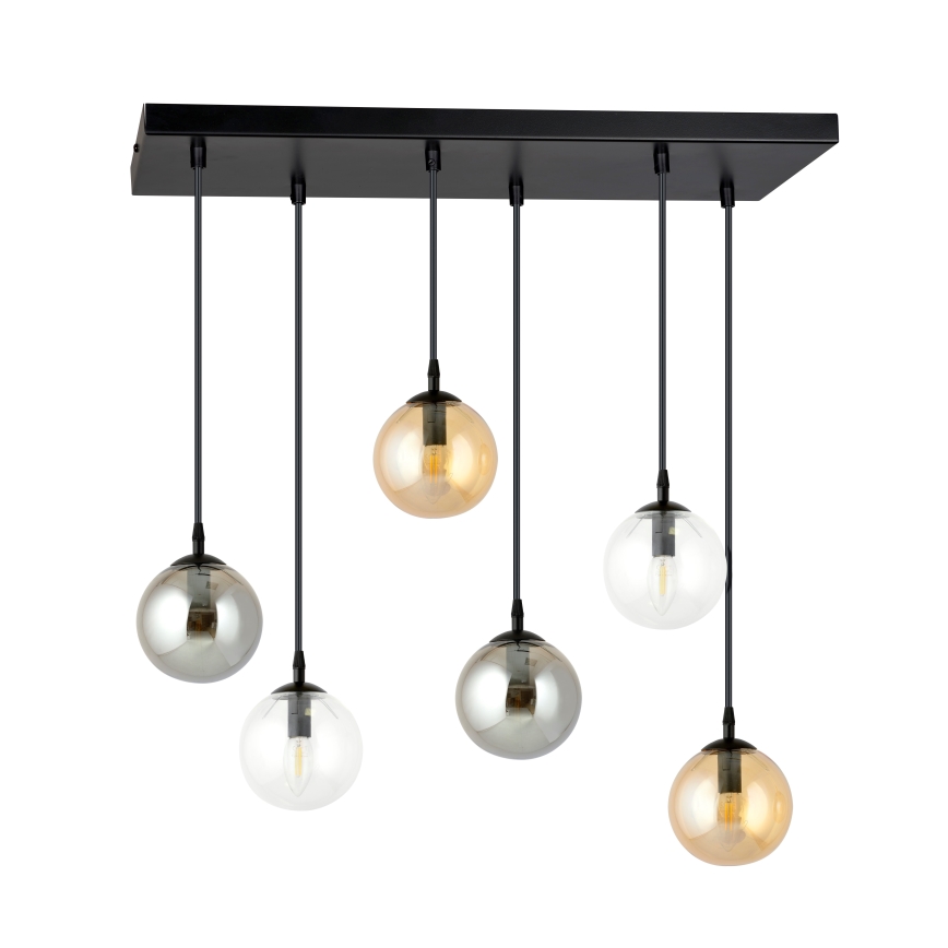 Κρεμαστό φωτιστικό οροφής COSMO 6xE14/10W/230V μαύρο/γκρι/μπεζ/διαφανή