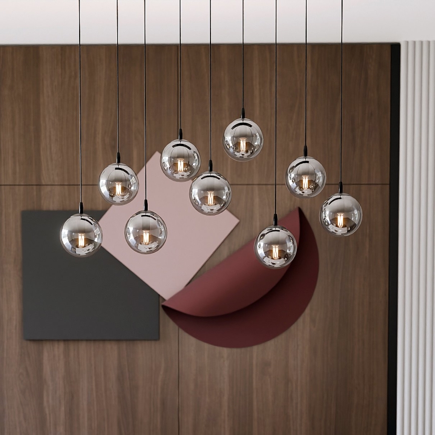 Κρεμαστό φωτιστικό οροφής COSMO 9xE14/10W/230V μαύρο/γκρι
