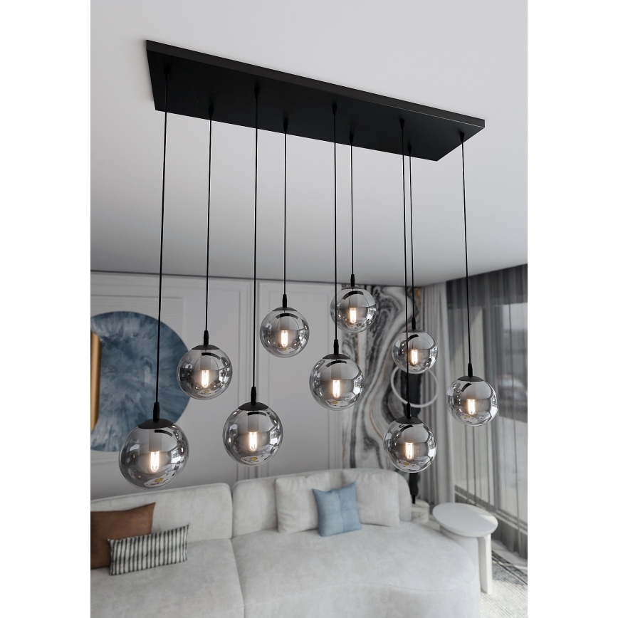 Κρεμαστό φωτιστικό οροφής COSMO 9xE14/10W/230V μαύρο/γκρι