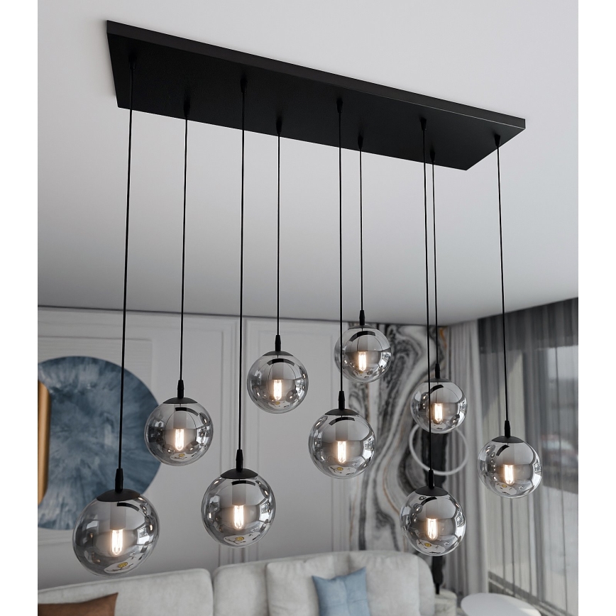 Κρεμαστό φωτιστικό οροφής COSMO 9xE14/10W/230V μαύρο/γκρι