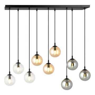 Κρεμαστό φωτιστικό οροφής COSMO 9xE14/10W/230V μαύρο/γκρι/μπεζ/διαφανή