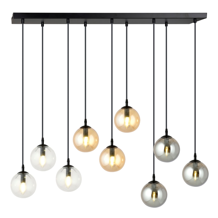 Κρεμαστό φωτιστικό οροφής COSMO 9xE14/10W/230V μαύρο/γκρι/μπεζ/διαφανή