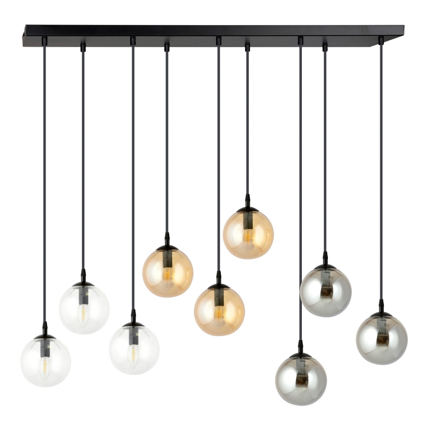 Κρεμαστό φωτιστικό οροφής COSMO 9xE14/10W/230V μαύρο/γκρι/μπεζ/διαφανή