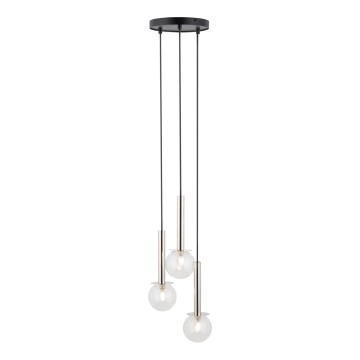 Κρεμαστό φωτιστικό οροφής DAISY 3xG9/12W/230V διάμετρος 27 cm γυαλιστερό χρώμιο/μαύρο/διαφανές