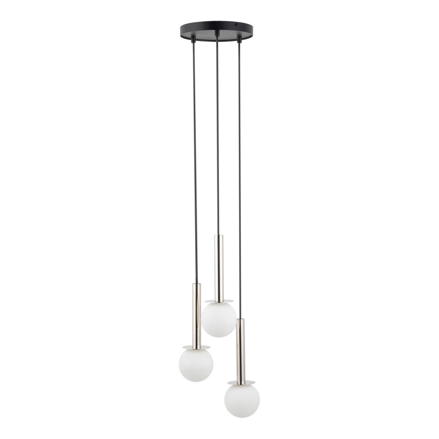 Κρεμαστό φωτιστικό οροφής DAISY 3xG9/12W/230V διάμετρος 27 cm γυαλιστερό χρώμιο/μαύρο/λευκό