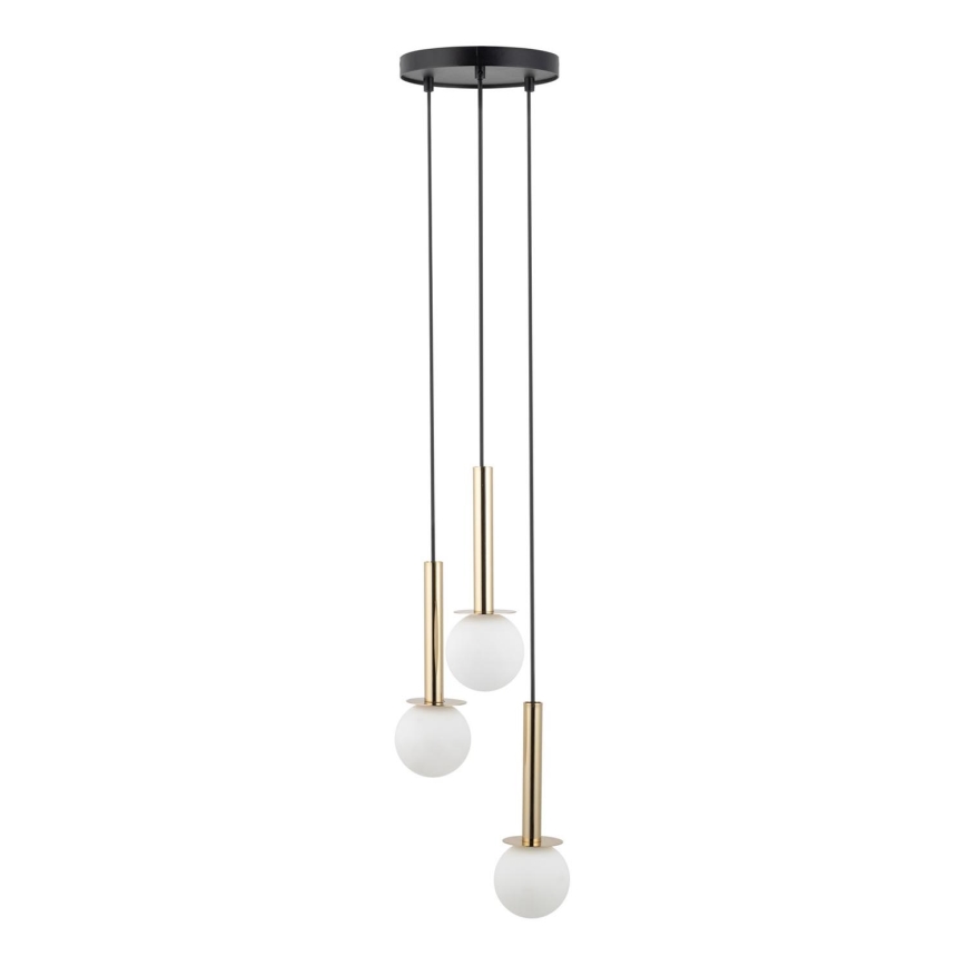 Κρεμαστό φωτιστικό οροφής DAISY 3xG9/12W/230V διάμετρος 27 cm χρυσό/μαύρο/λευκό
