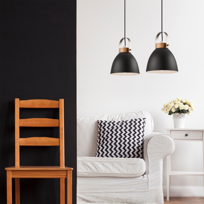 Κρεμαστό φωτιστικό οροφής DANIELLE 2xE27/60W/230V οξιά