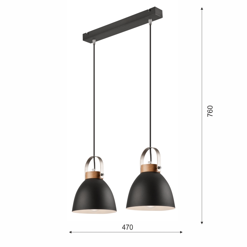 Κρεμαστό φωτιστικό οροφής DANIELLE 2xE27/60W/230V οξιά