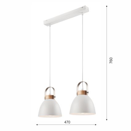 Κρεμαστό φωτιστικό οροφής DANIELLE 2xE27/60W/230V οξιά